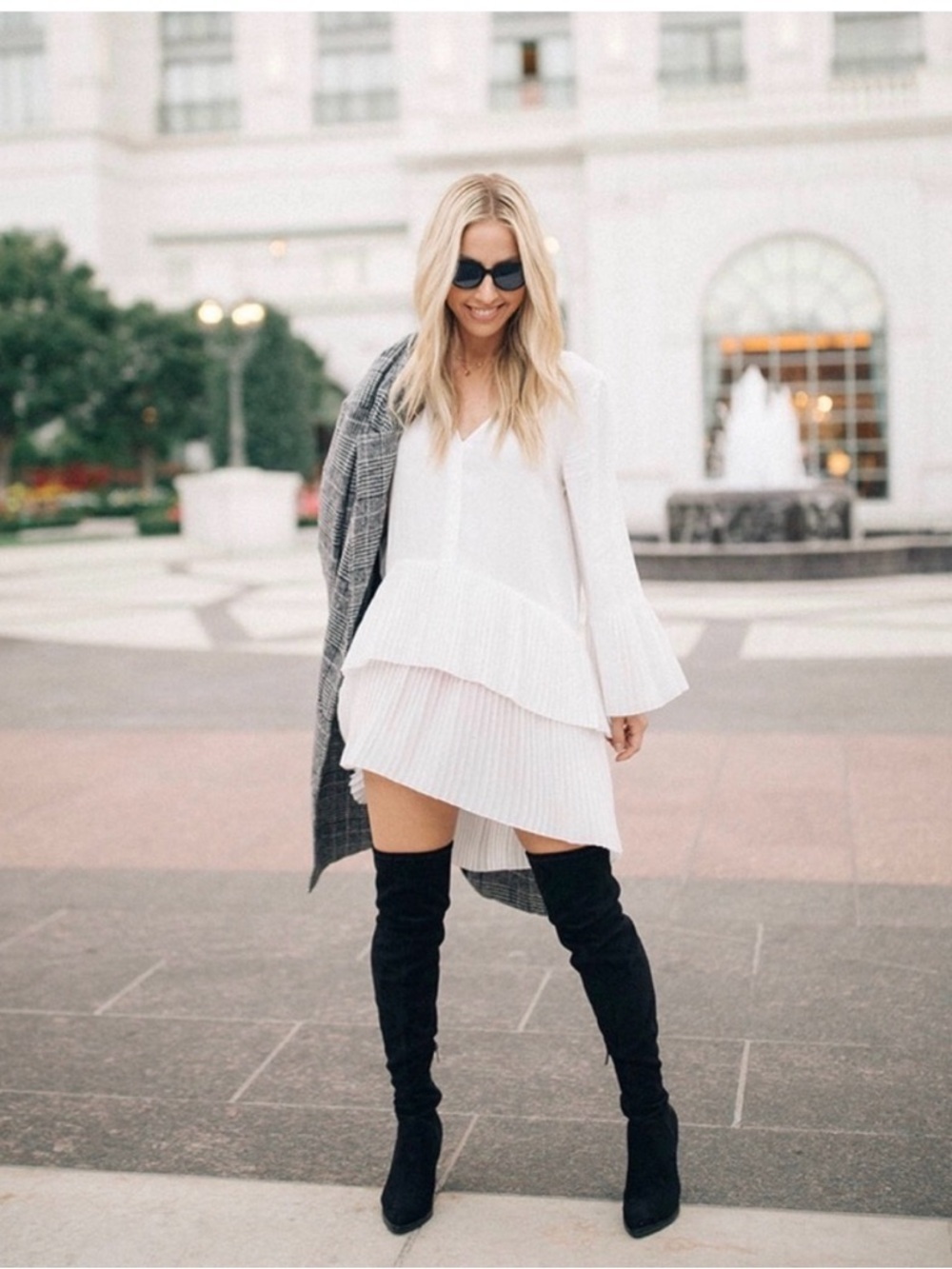 Zara shirt dress high low white Pleated XS